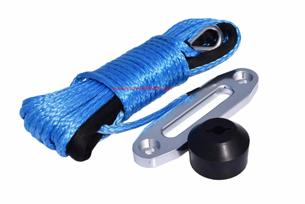 Blue 6mm*15m Synthetic Winch Rope add 4500lbs Hawse Fairlead and Winch
