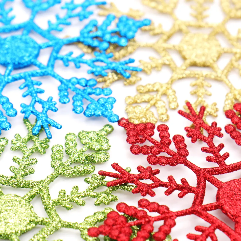 12 шт. пластиковая искусственная Снежинка, Рождественская елка, снежные Подвески с блестками, украшения на год, Рождество, вечерние украшения для дома, подарки для детей
