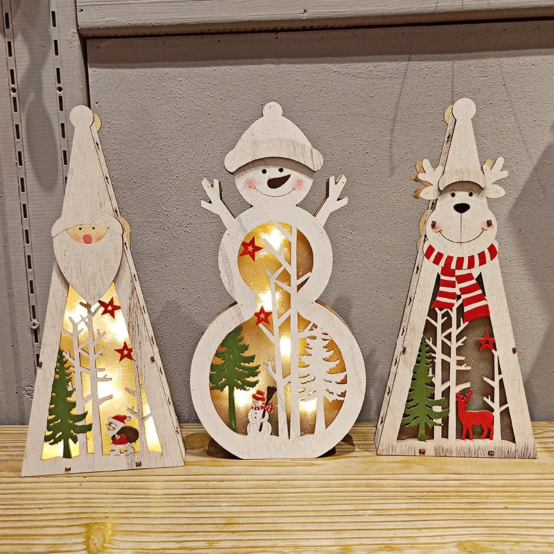 

New Christmas Decoration Luminous Christmas Tree Christmas Snowman Santa Claus Wood Light Christmas Tree Decorations.7