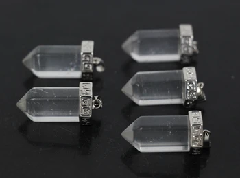 

5Pcs/Lot,Large Size Natural Clear Crystal Quartz Hexagon Point Pendant Beads,Raw Crystal Pendant Charm,Jewelry Making