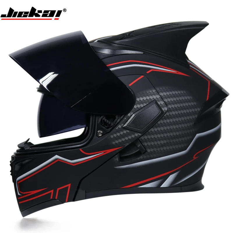 Горячая Распродажа JIEKAI откидной мотоциклетный шлем модульный мотоциклетный шлем с внутренним солнцезащитным козырьком защитные гоночные шлемы с двойными линзами