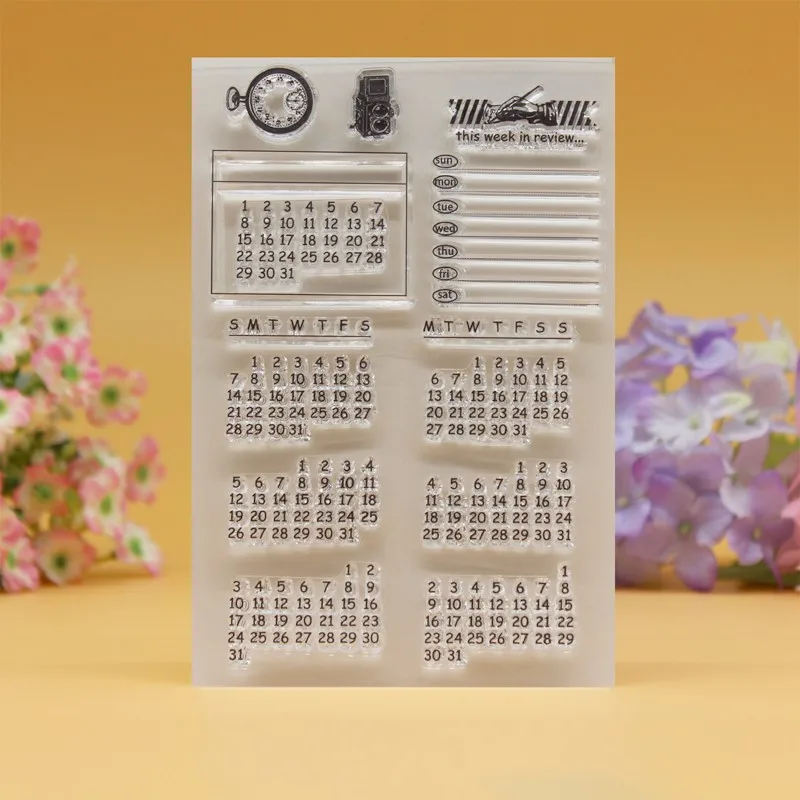 YLCS075 календарь силиконовые прозрачные штампы для скрапбукинга карточки-украшения для альбомов тиснение папка TPR резиновый штамп 10*15 см