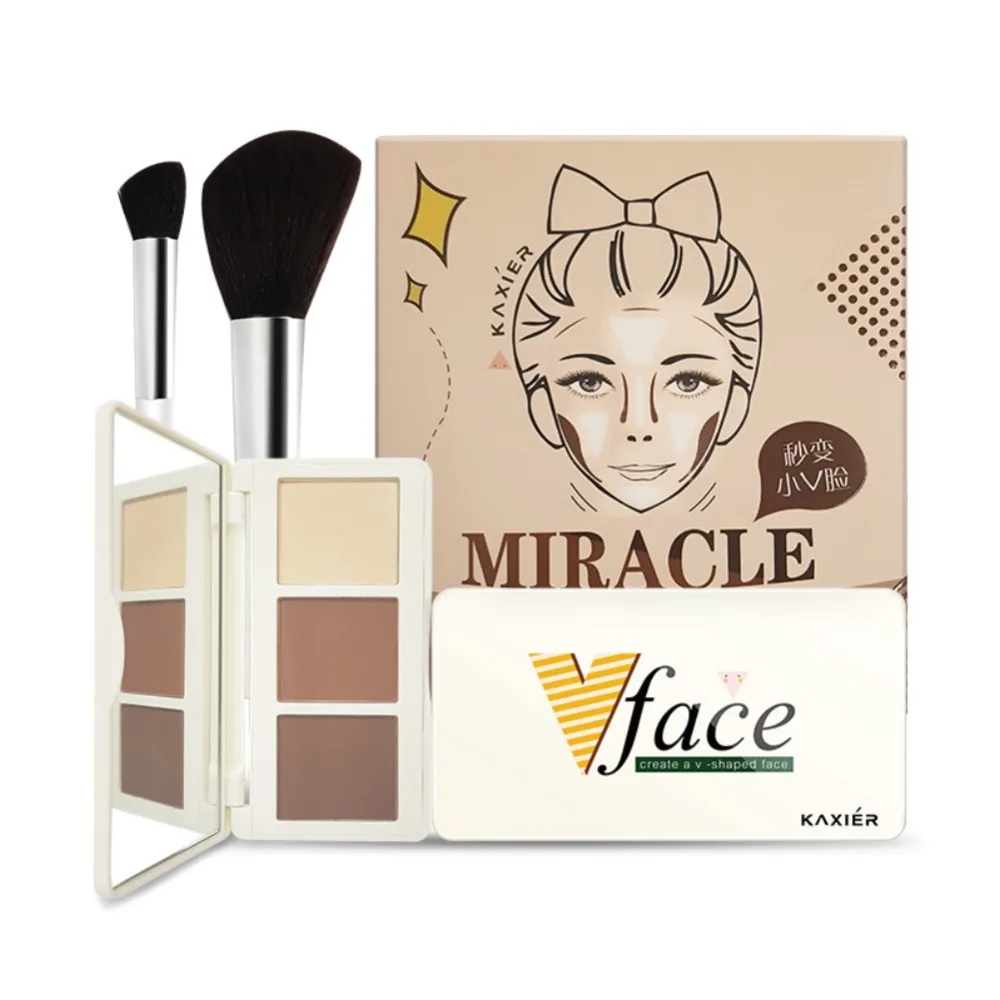 

3 Color Matte Pressed Highlight Powder Waterproof Long-Lasting Repair Palette Stereo V Face Brightening Skin Bronzing Concealer