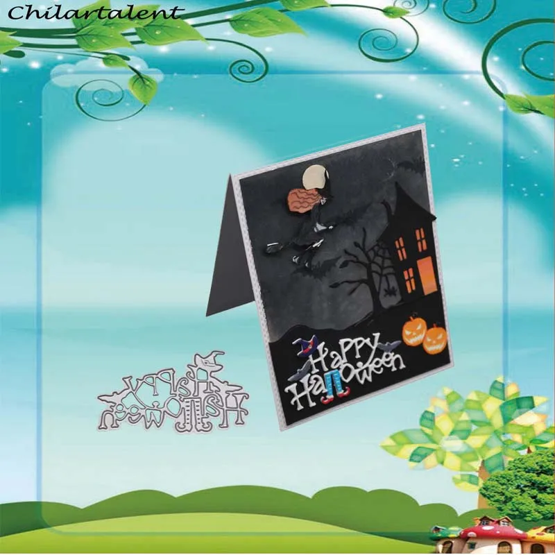 

Letter metal cutting Dies HAPPY Halloween frame decor Scrapbooking Craft clear Stamp Embossing card making Stencil embossing