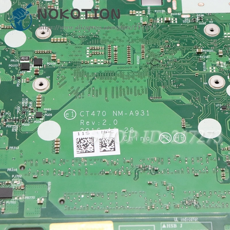 Promo  NOKOTION 01HW527 CT470 NM-A931 main board For lenovo Thinkpad T470 Laptop Motherboard SR2EY I5-6200