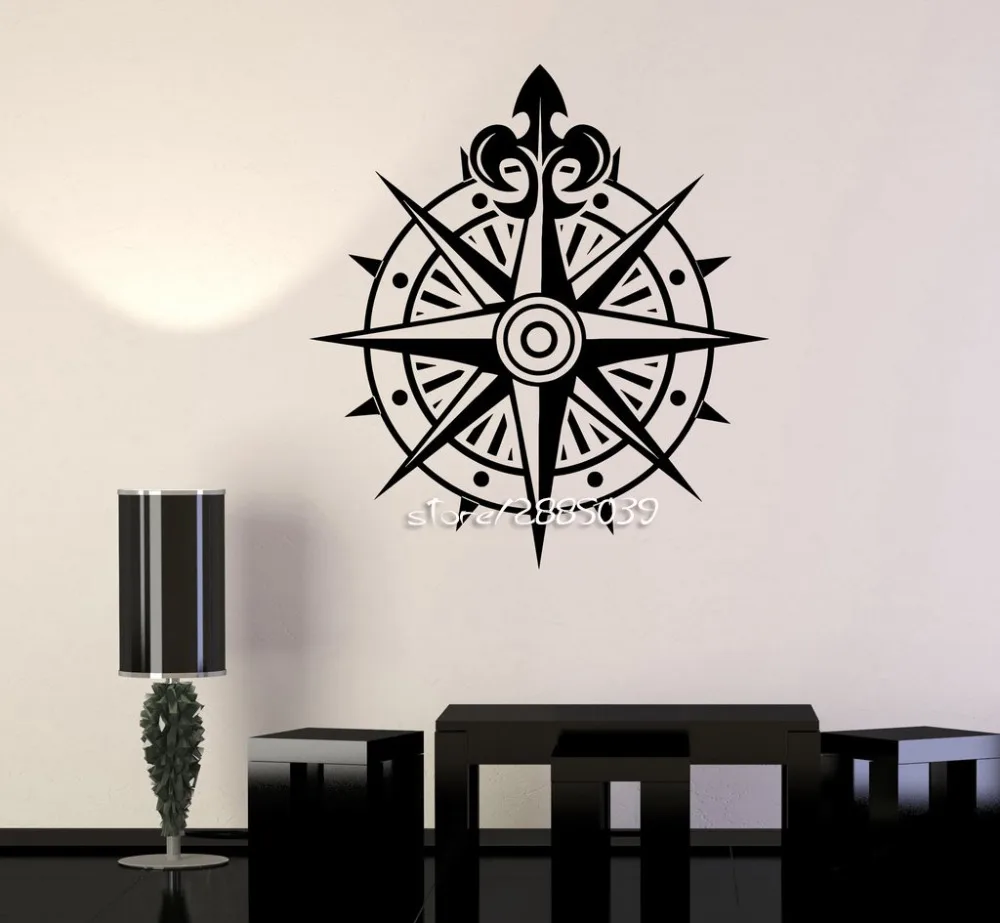 Compass Wind Rose Vinyl Wall Stickers Ocean Nautical Marine Sticker