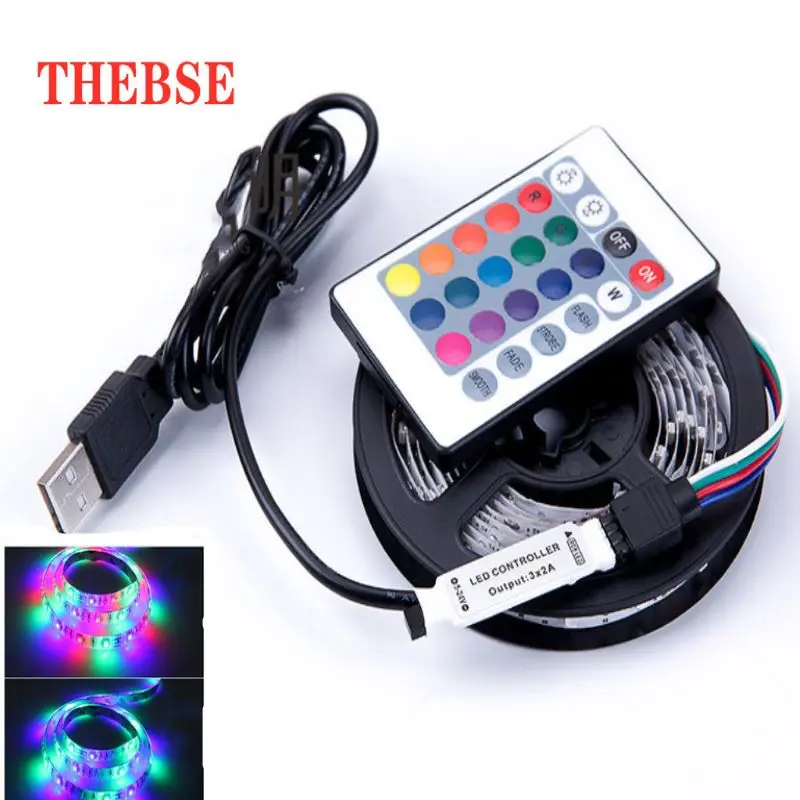 

DC 5V LED Strip 24Key USB Cable Power Flexible Light Lamp 50CM 1M 2M 3M 4M 5M SMD 2835 Desk Screen Tape TV Background Lighting