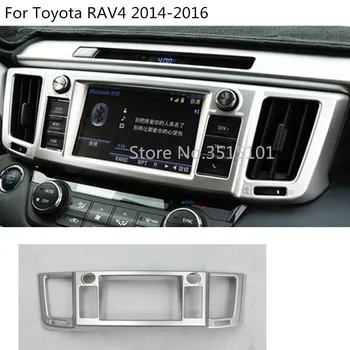 

car enter console GPS Navigation panel decoration cover Chromium styling interior moulding trim For Toyota RAV4 2014 2015 2016