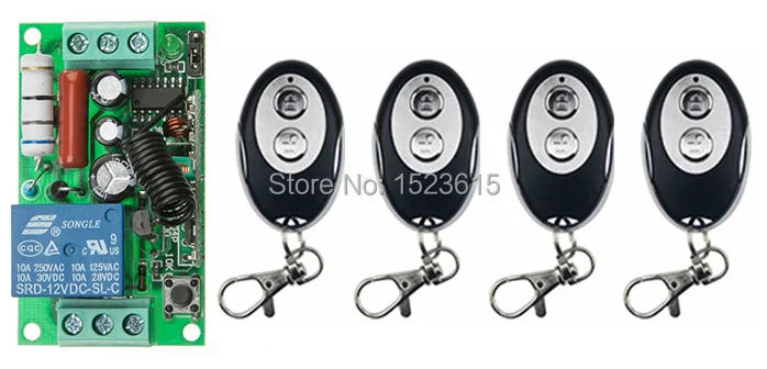 

AC220V 1CH 10A Radio Controller RF Wireless Relay Remote Control Switch 315 MHZ 433 MHZ 4 ellipse shape Transmitter +1 Receiver