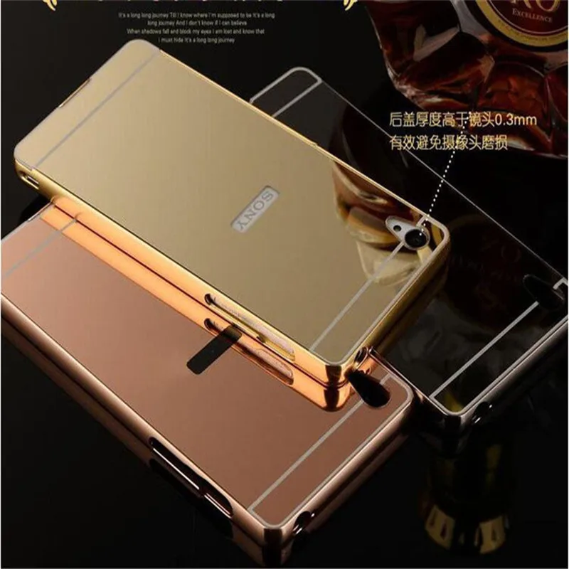 Luxury Gold Plating Aluminum Case Acrylic Mirror Cover For Sony Xperia M5 E5603 E5606 E5653 | Мобильные телефоны и
