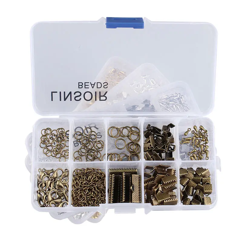1Box 4 Colors Crimp End Clasps Lobster Clasps Jump Rings Extender
