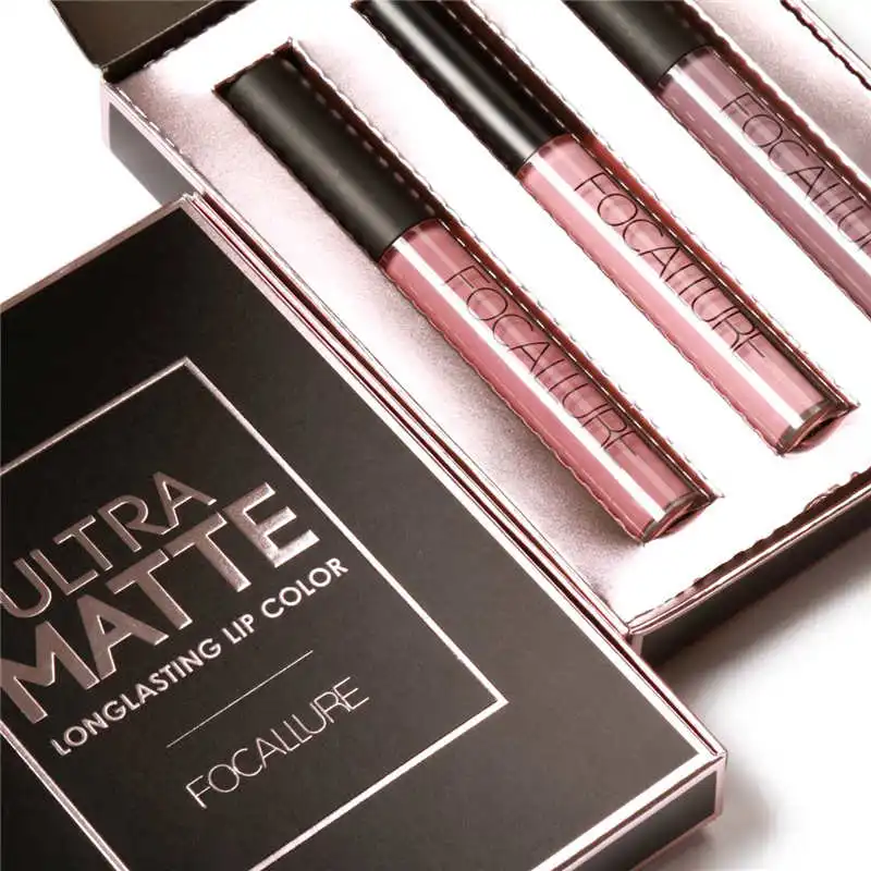 

Focallure Matte Liquid Lipstick 3pcs/set Beauty Lips Cosmetics Waterproof Lip Gloss Kit Long Lasting Lipsticks Makeup Lip Tint