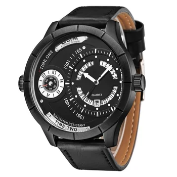 

Oulm Military Quartz Mens Watches Top Brand Luxury Leather Strap Analog Clock Vintage Calendar Wrist Watch Men relogio masculino