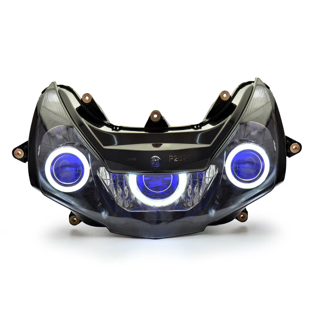KT Передние фары для мотоцикла Honda CBR954 2002 2003 белый &quotГлаз ангела&quot+синий демона&quot