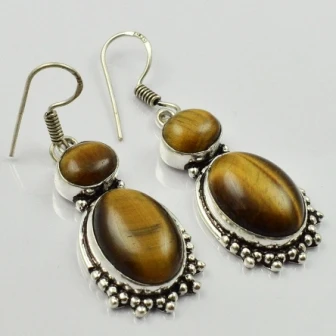 

Tiger Eye, Silver Overlay on Copper Earrings, , 50mm , E1984