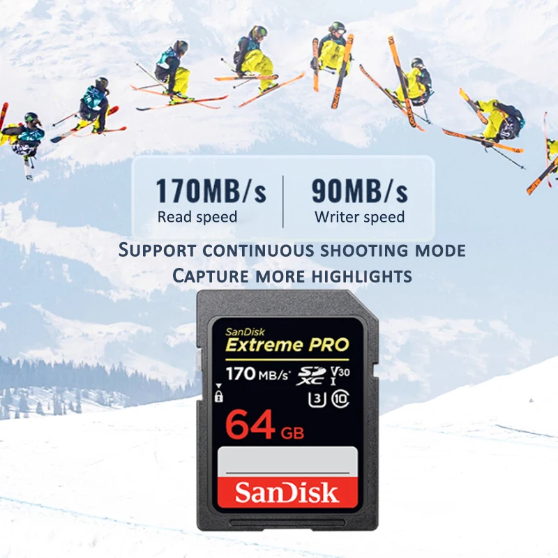 Карта памяти SanDisk Extreme Pro Флеш карта SDHC SDXC SD Card 64 gb 128 256 Class 10 C10 U3 V30 UHS-I для Камера
