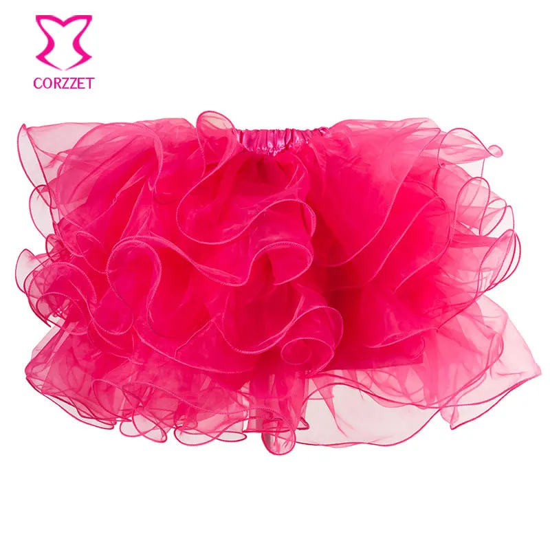 

Corzzet Sexy Clubwear Rose Red Multilayer Mini Adult Tutu Skirt Lolita Cute Prettiskirt Women Skirts Faldas Matching Corset