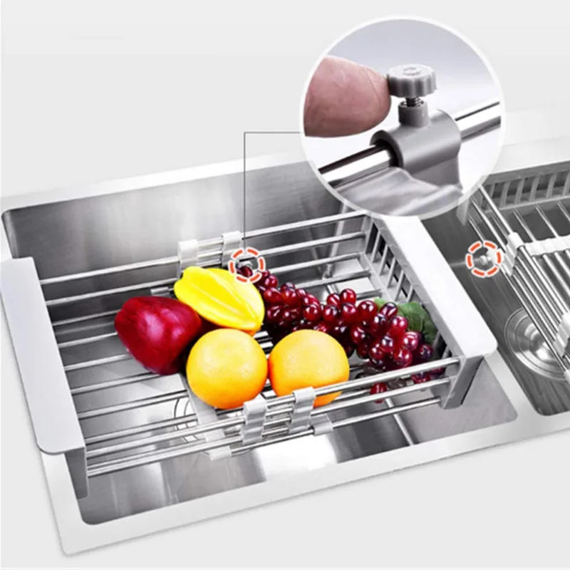 

Hot Retractable Sink Water Filter Rack Drain Basket Stainless Steel Kitchen Sink Dish Drainer Counter FQ-ing