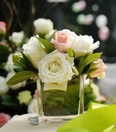 Tabletop Centerpiece Flower Vase Cube Clear Glass Vase In Vases