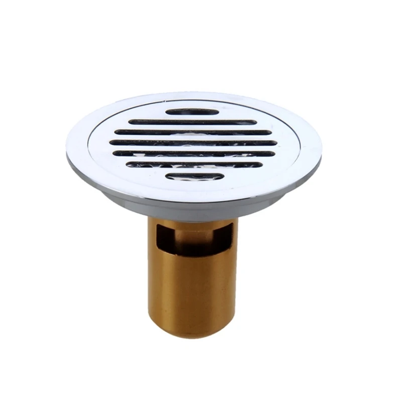 

1pc Brass Plated U-shaped Deep/Self-styled Water Seal Deodorant Floor Drain Round Panel 10cm*10cm