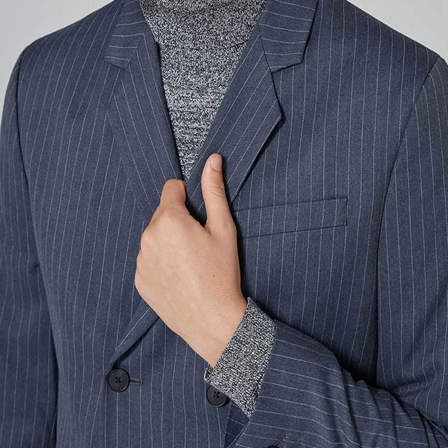 Striped Suit Business Suit Smart Casual Blazer Men for Wedding Party Slim Fit for Men 2 Pieces (Jacket+Pants ) Double Breasted