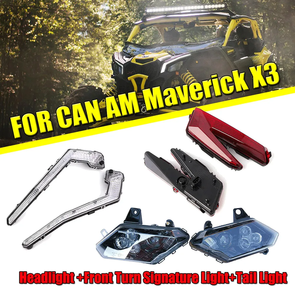 

KEMIMOTO Head Light &Turn Signature Light & Rear Tail Light for Can Am Maverick X3 XDS XRS 2017 2018