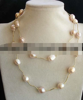 

FREE SHIPPING freshwater pearl purple barouqe A necklace 36" nature