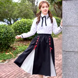 UPHYD Корейская школьная форма s белая рубашка + юбка галстук для студентов обувь девочек плюс размеры школьная форма S-4XL UC311