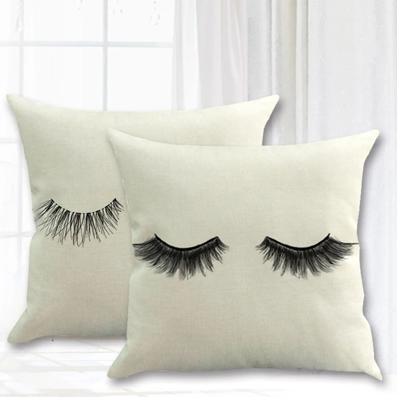 

45X45CM Hotel Home Decor Funny Eyelash Cushions Covers Lips Decorative Throw Pillow Cover Lashes Pillows Cases