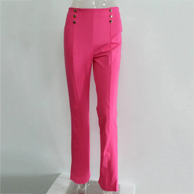Летние женские брюки с высокой талией, прямые широкие брюки, одноцветные женские брюки FDC99
