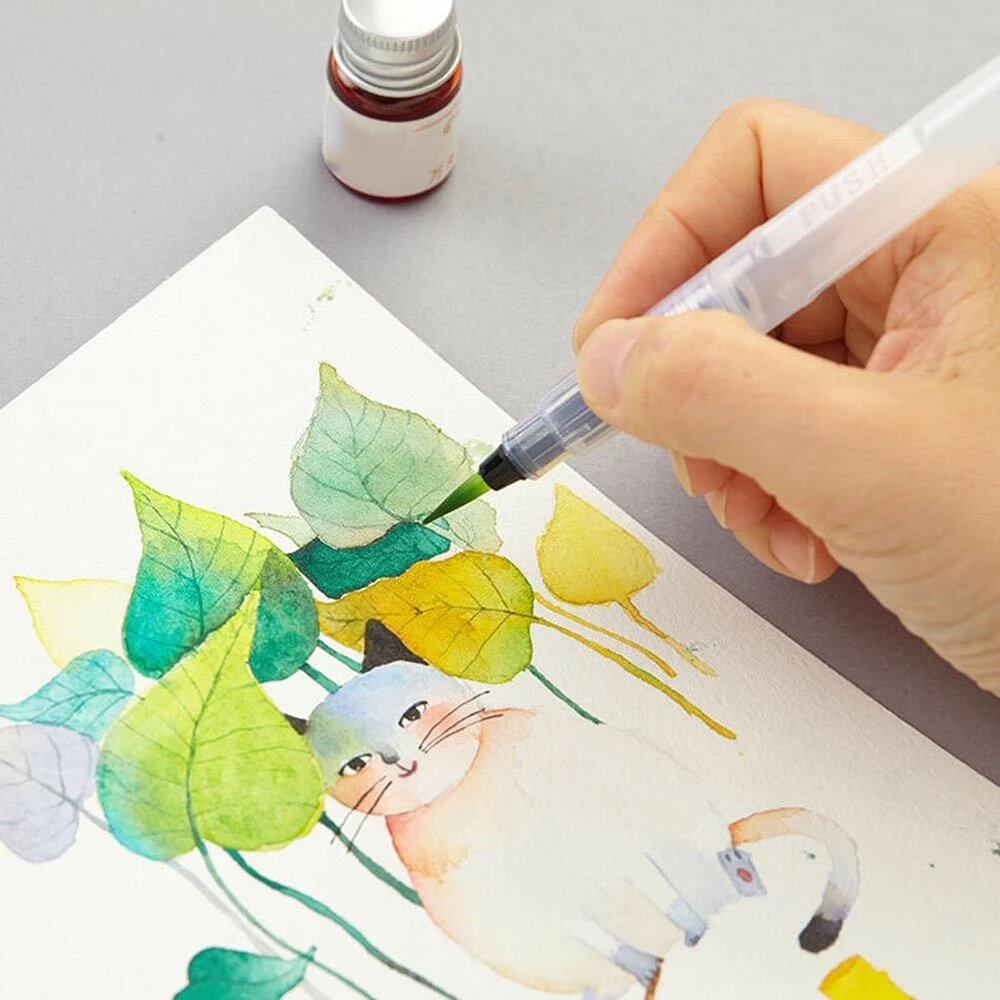 6 шт./компл. кисть Акварельная многоразовая ручка воды Цвет с цветным рисунком художественных