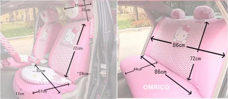 10Pcs Full Set Hello Kitty Printing Seat Covers Environment Friendly Universal Polyester Car Front Rear Accessories Seat Cover 2