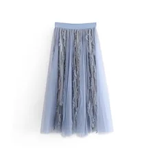 Горячая Распродажа Европейская и американская мода звезды 48-8402 Сью перья белая газовая юбка