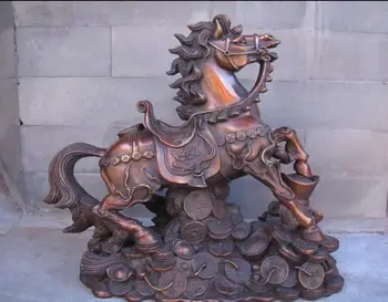 

China Bronze Zodiac Auspicious Yuan Bao Horse Feng Shui Attract Wealth statue