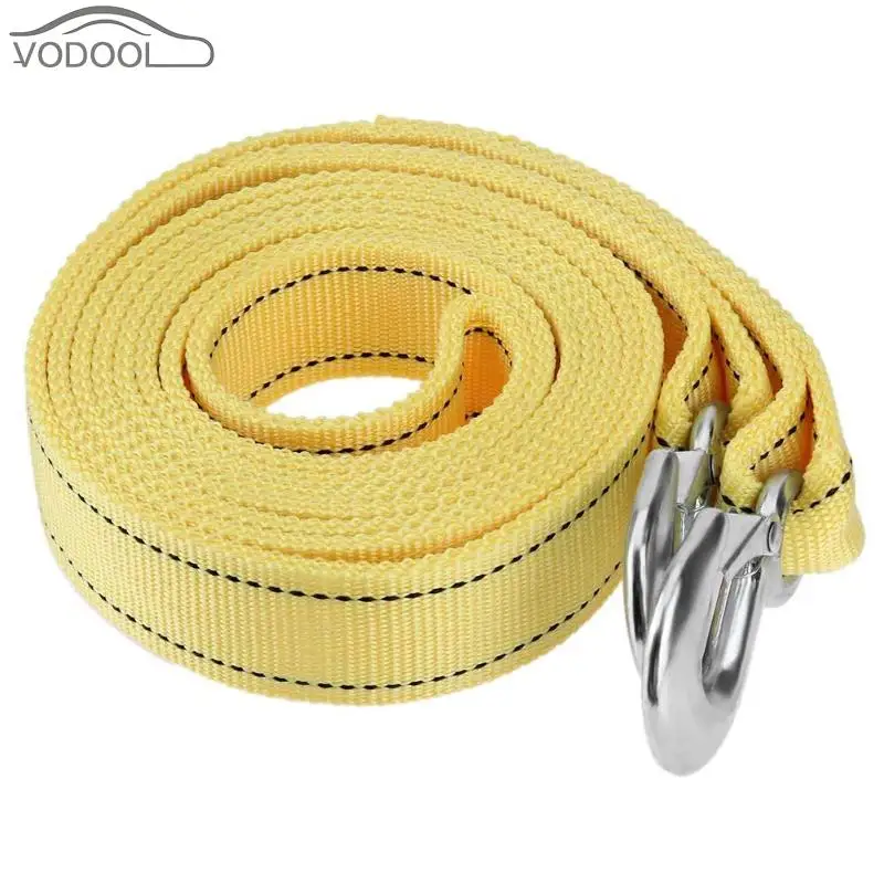 Vodool 4 متر/13ft 5 طن سيارة فان النايلون سحب حبل حزام الثقيلة واجب الوعرة الانتعاش سحب سحب الشريط الكابل مع قوي المعادن هوك