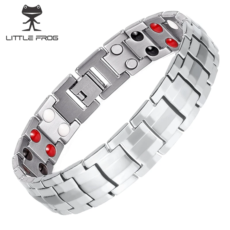 

LITTLE FROG Mens Health Power Energy Bracelets 4 Bio Elements Care Bracelet 316 Stainless Steel Bangles 10141
