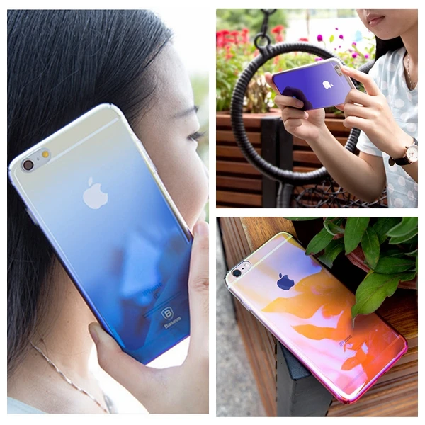 Для iphone 7 plus case градиент аврора прозрачный роскошные чехлы для 6 6s тонкий назад