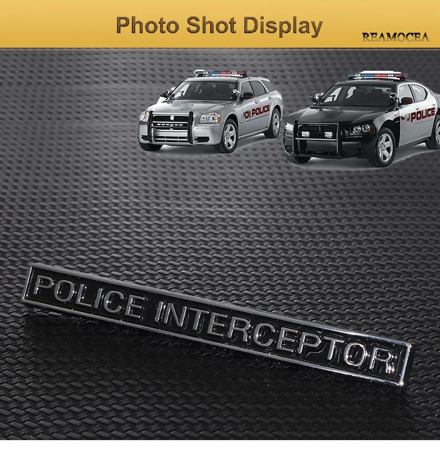 Reamocea 1Pc POLICE INTERCEPTOR ABS Emblem Badge Car Trunk Sticker Fit For Ford Series Car Styling Decoration  (4)