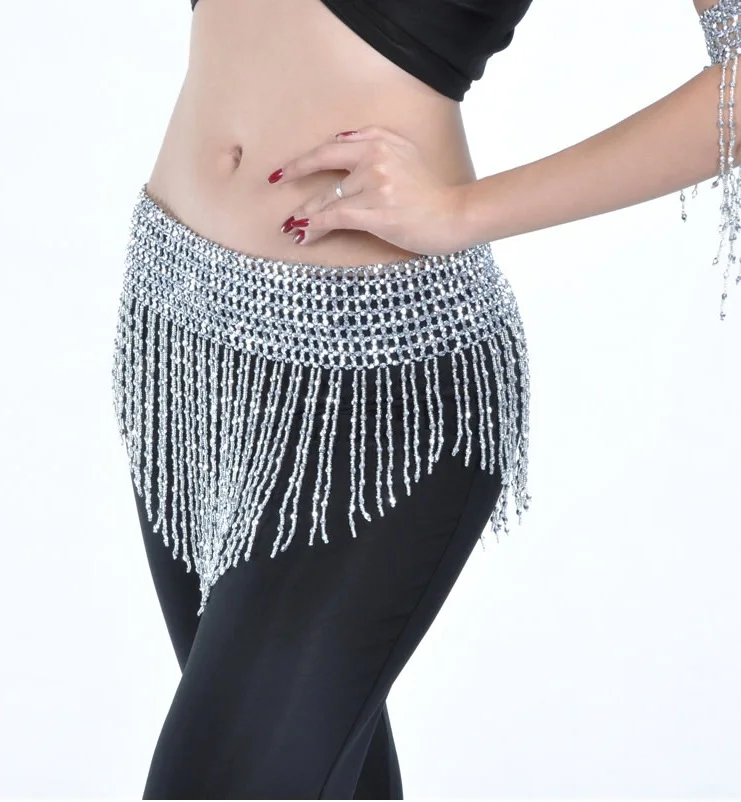 New Trigonometric Chain Tassel Beads Belly Dance Waist Chain Hip Scarf