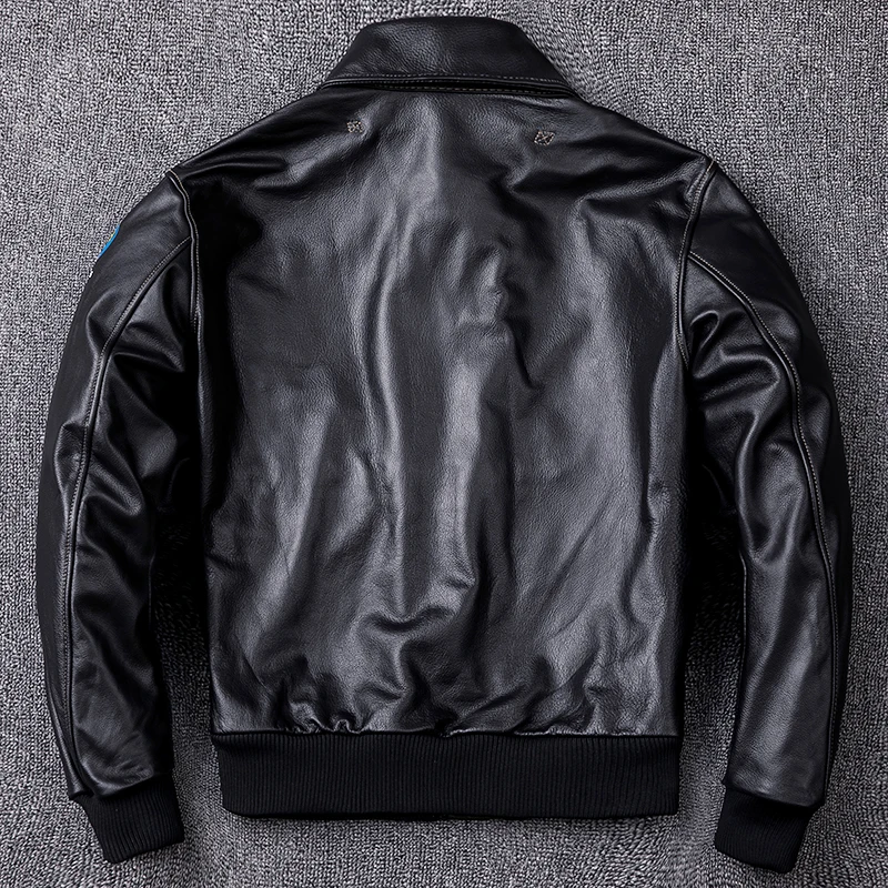 Excellent FREE SHIPPING Genuine Thick Cowhide Russian Loose Aviator Leather Jacket Brown Men USAF Pilot Leather Jacket Plus Size 4XL 4