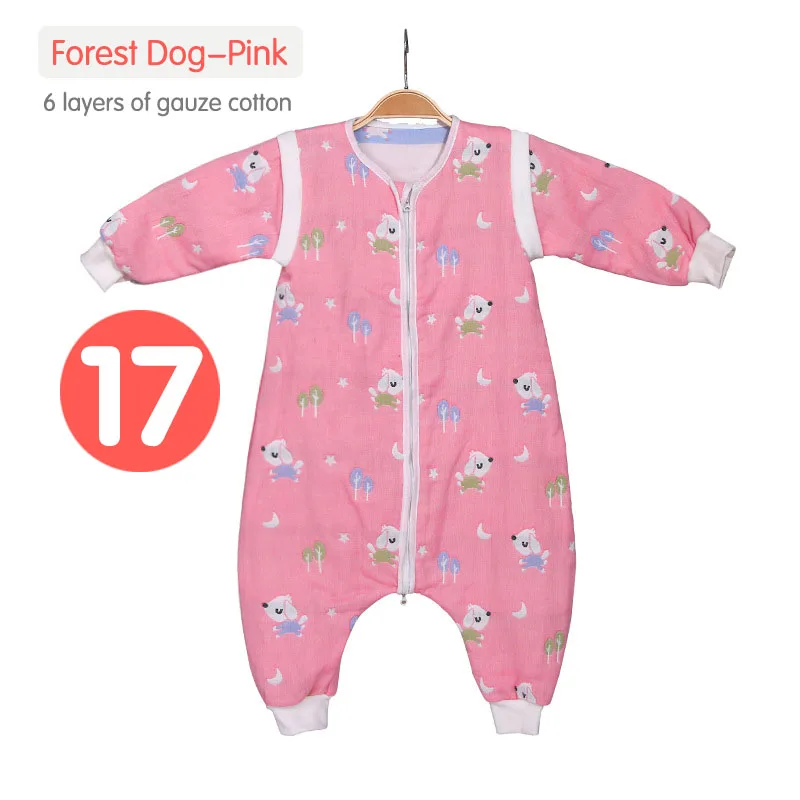 17Forest Dog-Pink 6-слойное хлопковое газовое платье для маленьких спальный мешок Весна и осень тонкая детская Всесезонная Универсальный нагрева комнаты ножки малыша анти-kick - Цвет: 17Forest Dog-Pink