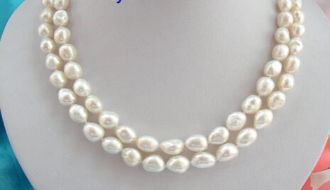 

FREE SHIPPING>>>@@ AS1465 stunning 2rows 13mm baroque white freshwater pearls necklace