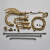 Widespread Swan Bathtub Faucet Golden Tub Mixer Tap Deck Mounted 3 Handle Swan Bath Shower Set with Pull Out Handshower Head 6