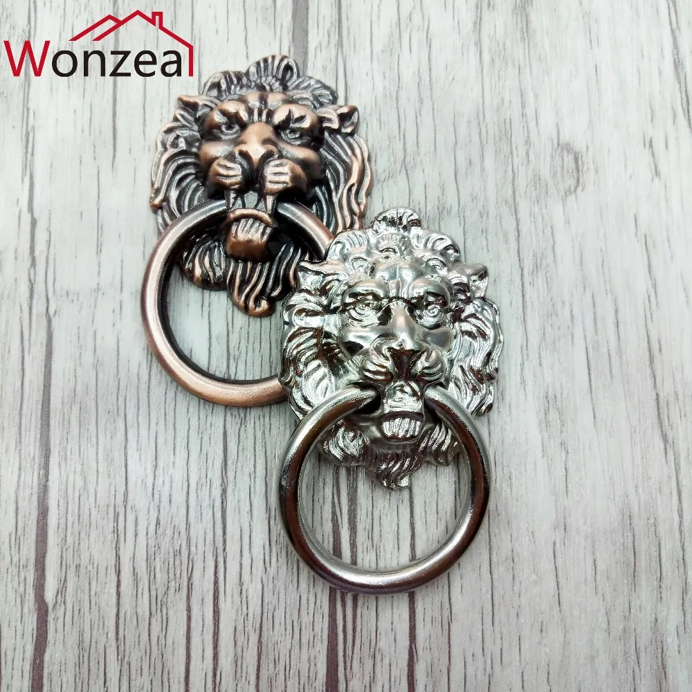 Wonzeal Antique Furniture Handles Vintage Lion Head Cabinet Knobs