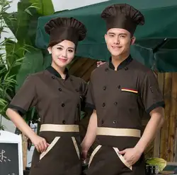 Новый летний шеф повар форма с короткими рукавами двубортный повар ресторана униформа Рабочая одежда отель Кук одежда Lxx22