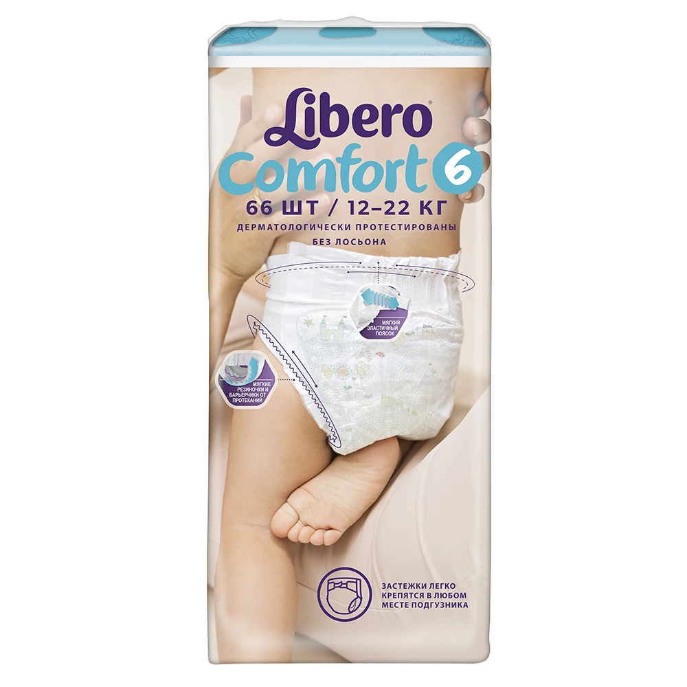 Подгузники Libero Comfort Size 6(12-22кг), 66 шт