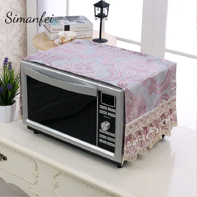 Special Offers Simanfei Microwave Oven Dust Cover 2018 New Home Kitchen Decor Covers European Style Lace Flower Dust proof Storage Bag Oilproof
