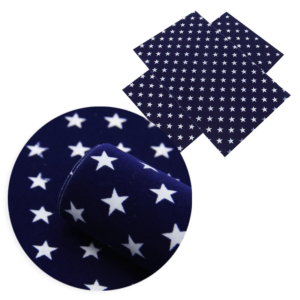 

New 20*34cm THIN Star Stripe Velvet Printed Fabric Patchwork For Hair Bow DIY Projects Bag Textile Home Handmade,1Yc6246