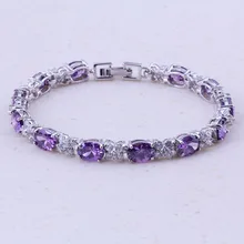 Божественный Фиолетовый Австрийский Кристалл Белый AAA кубический CZ браслеты с подвесками 18 см серебряный цвет модные женские вечерние ювелирные изделия D0036