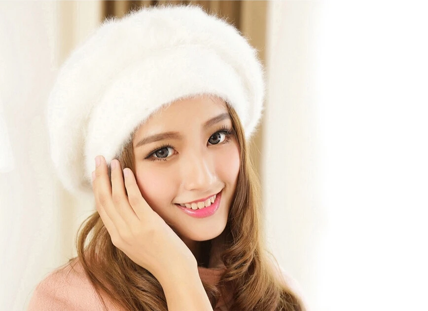 

New Real Natural Rabbit Fur Cap for Women Hat Fashion Casual Style Free Shipping FP366